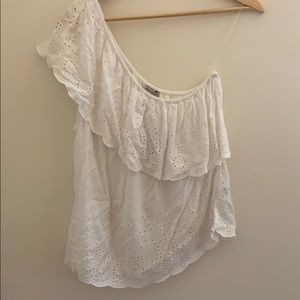 American eagle one shoulder eyelet top